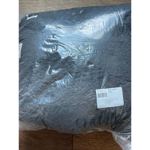 Pottery Barn Teen Sherpa Charcoal Bean Bag Chair Slipcover Large - Picture 7 of 7